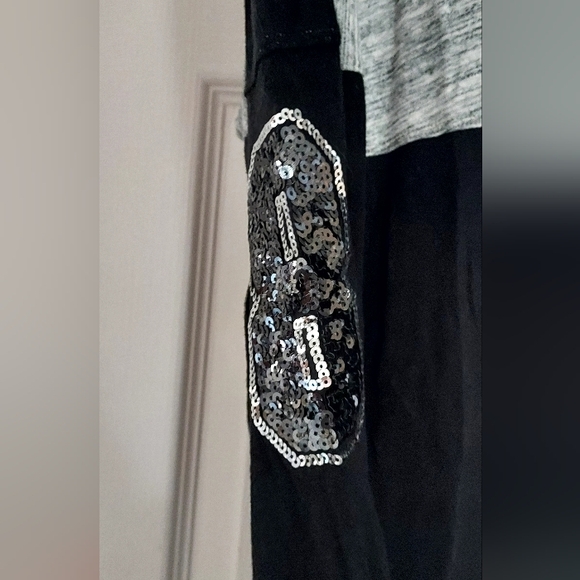 Victoria's Secret Black and Gray Sequin Logo Long Sleeve Top - Picture 3 of 4
